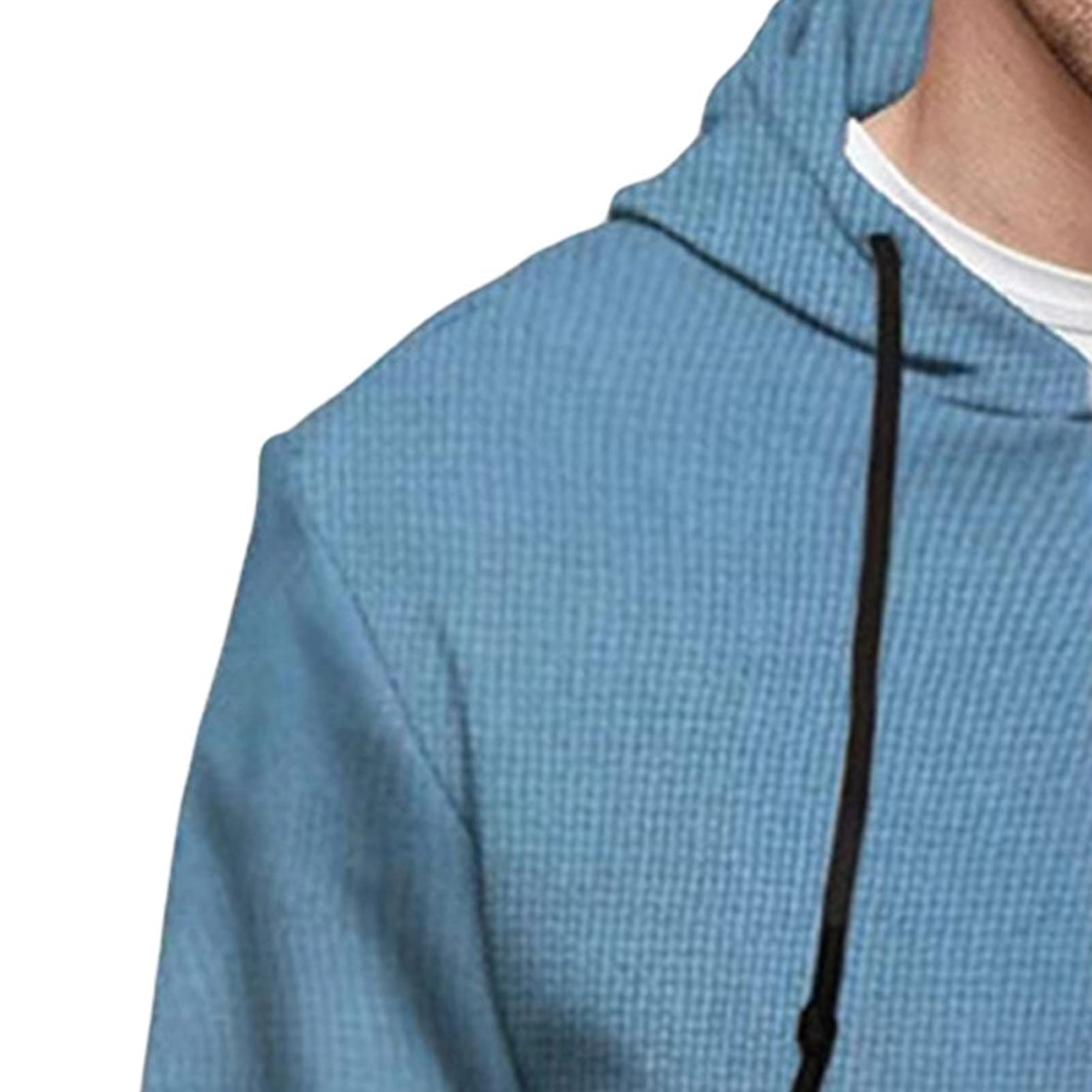 Maiyifu-GJ Color Block Hoodies for Men Casual Patchwork Gym Hooded Sweatshirt Long Sleeve Contrast Color Pullover Hoodie (Blue,XX-Large)