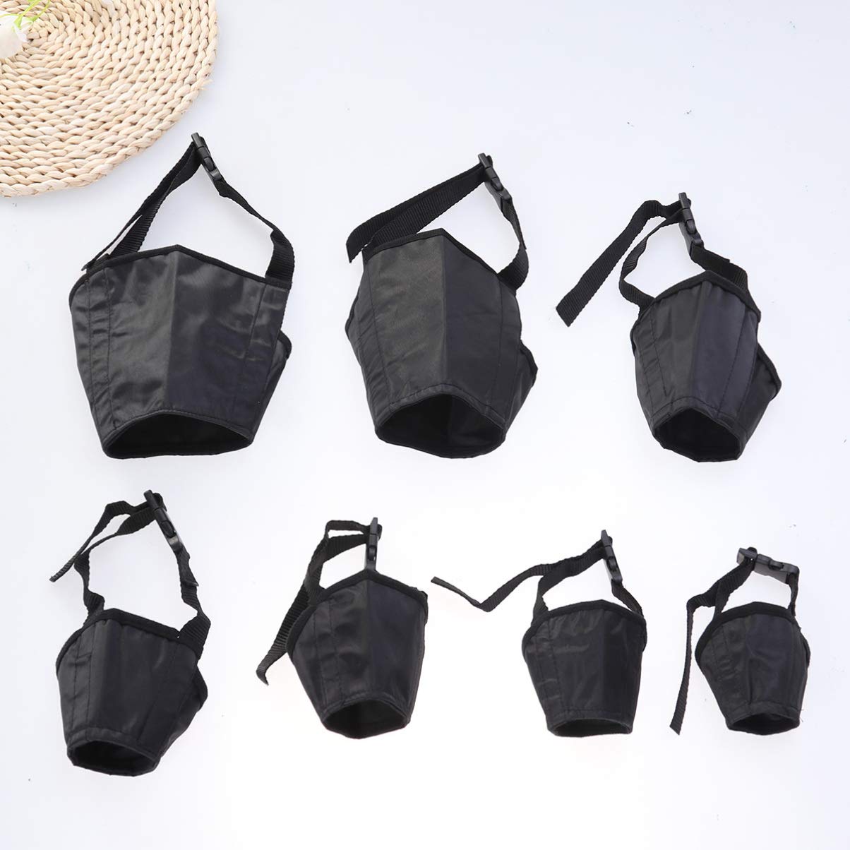 Toddmomy 7PCS Adjustable Dog Muzzles Biting Barking and Chewing Protection for Small Medium and Large Breathable Comfortable Design Black