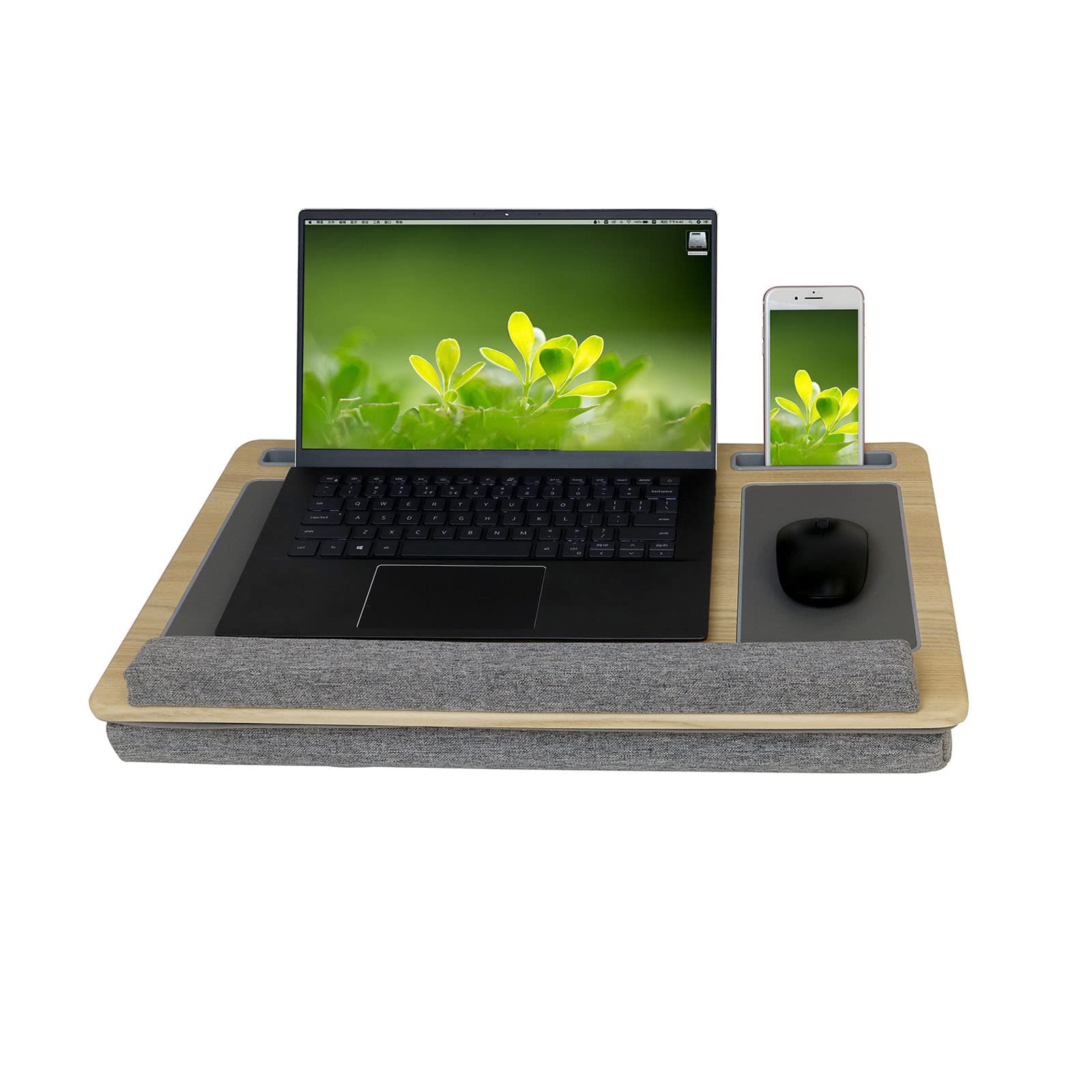 Scrivania per laptop da 17 pollici con supporto integrato e poggiapolsi per notebook, tablet, supporto per telefono, supporto per letto, divano, altezza regolabile da pavimento