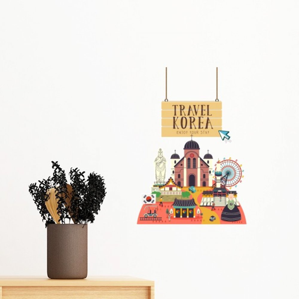 Sticker Voyage Corée DIYthinker de 50cm sticker mural amovible pour decoration de chambre