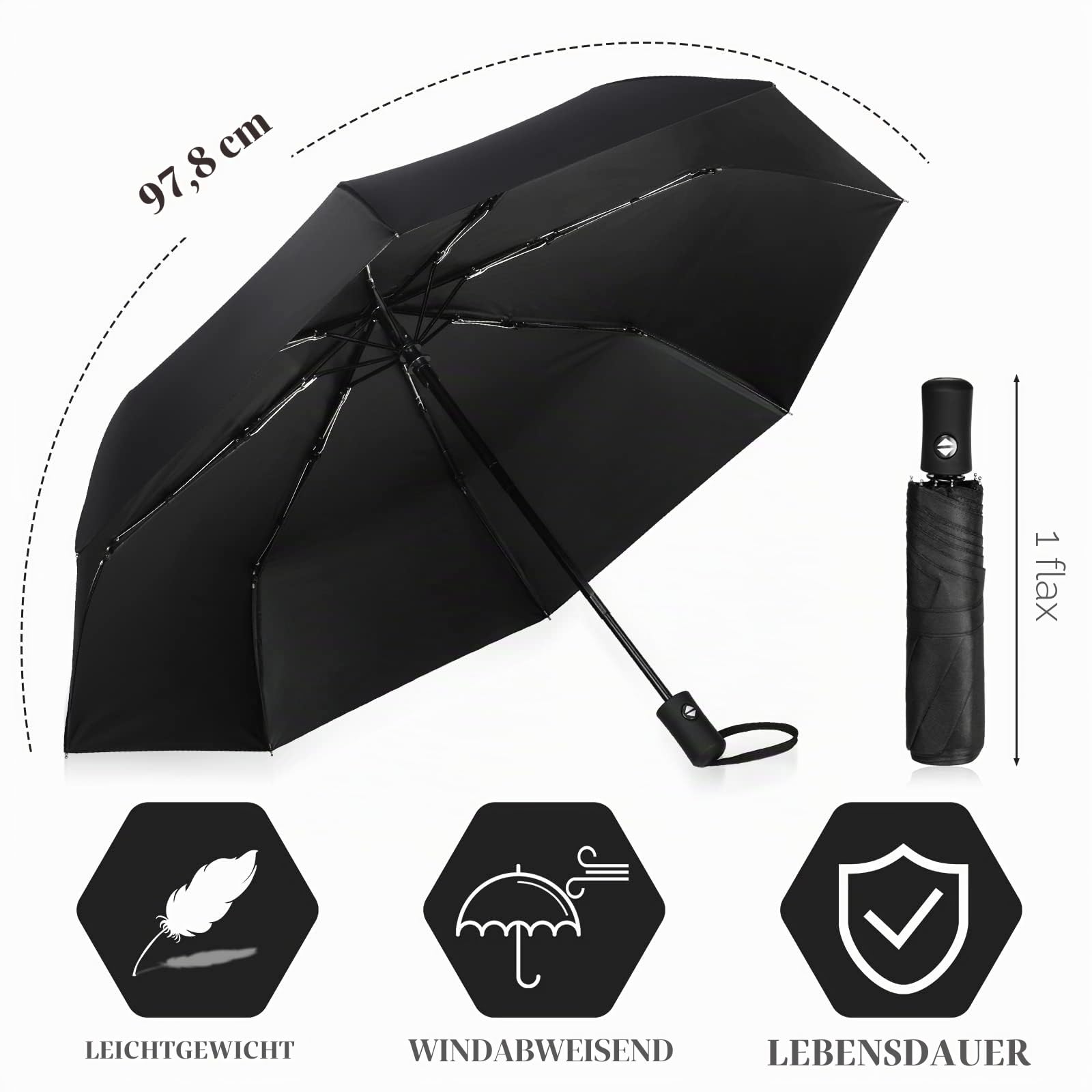 Jexine 6 Pcs Travel Umbrella Automatic Open Close Compact Umbrella Windproof Small Light Backpack Purse Car Portable Collapsible Umbrella for Rain, Men Women
