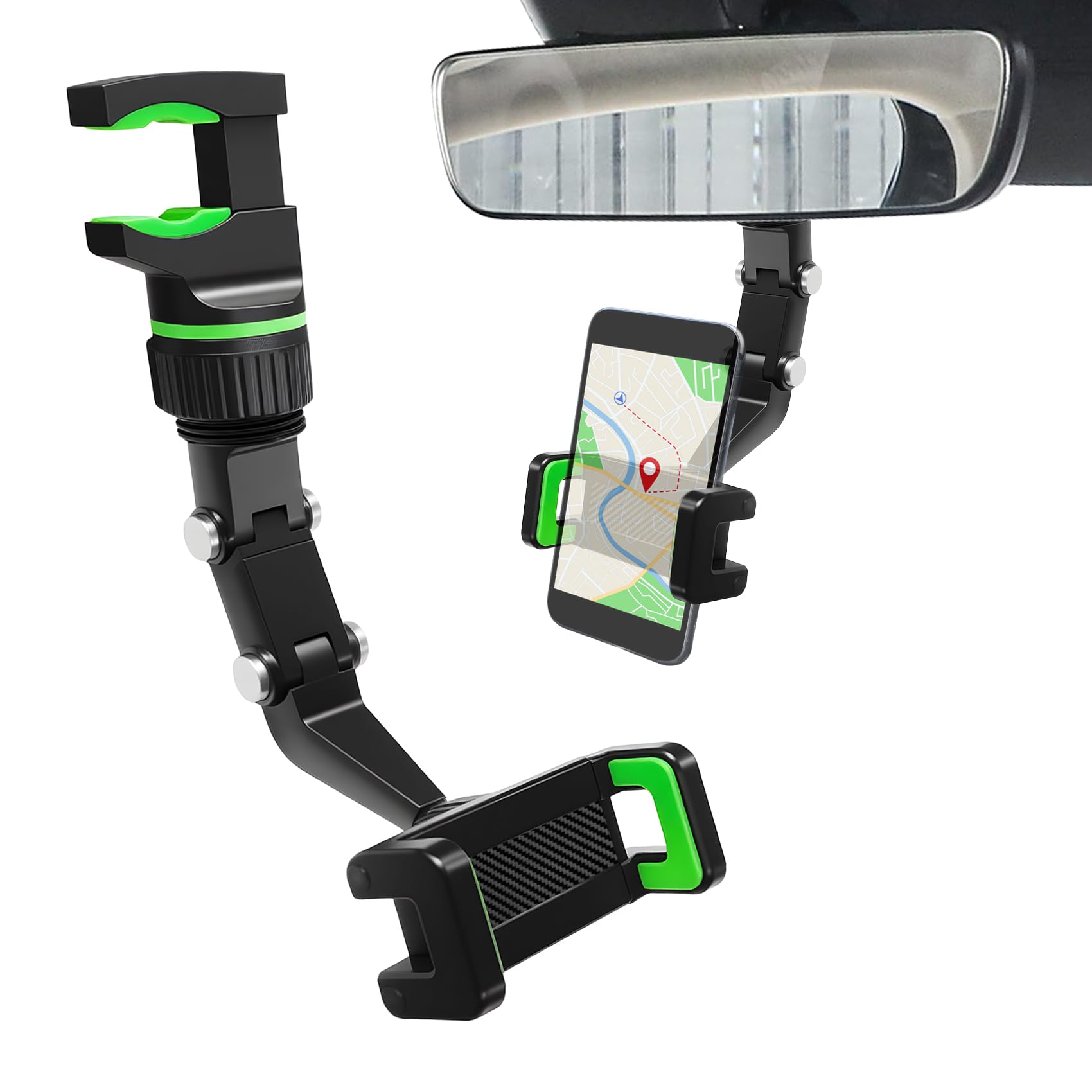1PCS Rear View Mirror Phone Holder Cell Phone Holder Car Rearview Mirror Mount Adjustable Multifunctional Car Mirror Phone