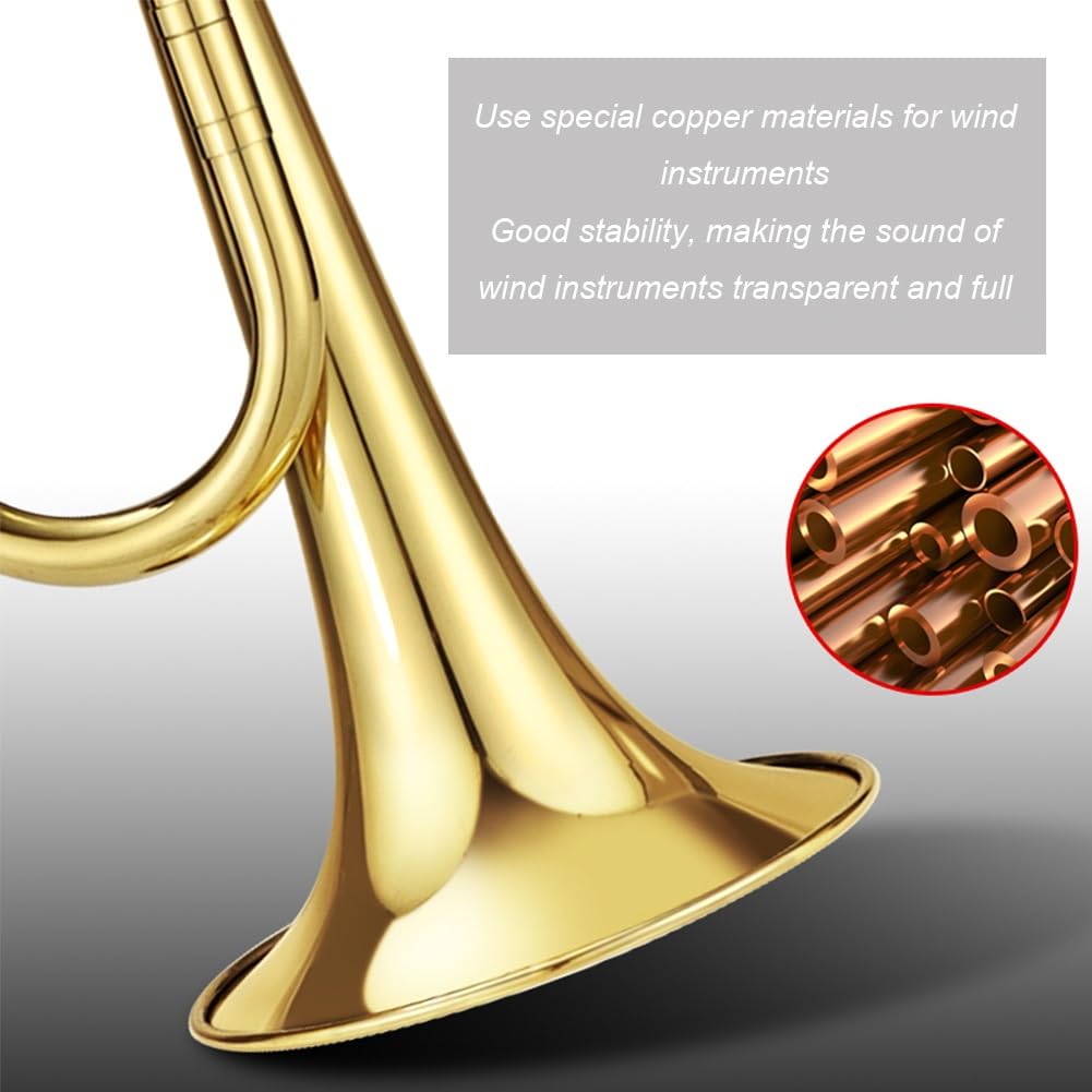 Trompette Bugle Plate Rétro - Laiton Argenté, 48cm - Pour Fanfares Et Orchestres