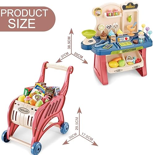 Miniatura 5 de Juego de juguete de supermercado, mini juego de tienda de postres, tienda de juguetes, comida de simulación, con carrito de compras para niños