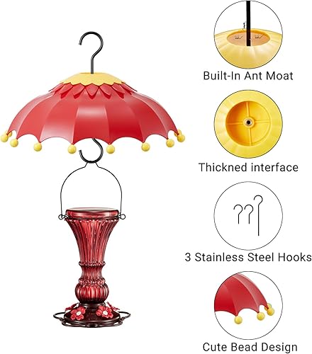 Miniatura 3 de Beserie Cubierta para comedero de pájaros colgante, deflector para comedero de pájaros, a prueba de foso, protector contra la intemperie, protege el