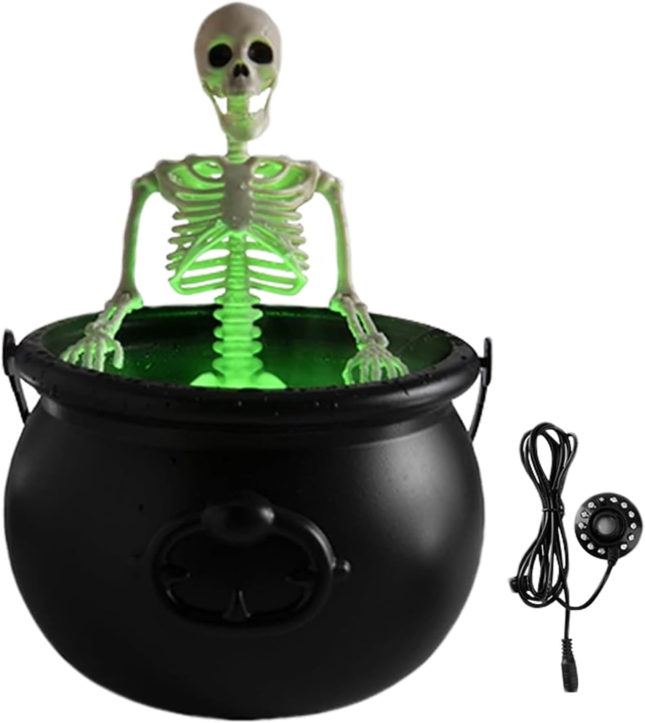 Outdoor Skeleton Decor | Halloween Witches Cauldron Skeleton Decor - with String Light, Spooky Outdoor Statues for Garden Lawn Yard Pathway Porch Backyard