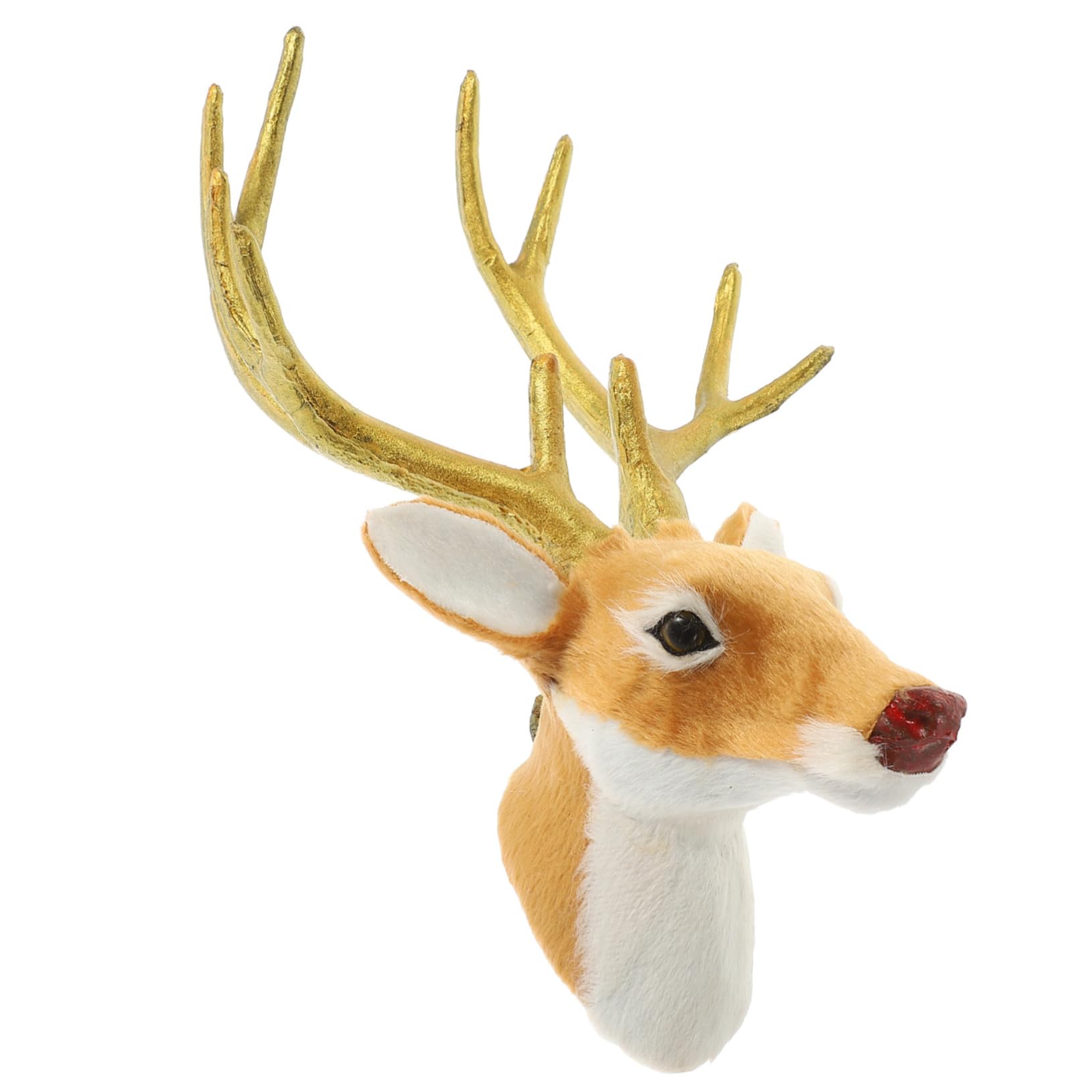 Cabilock Accesorios para Fotos Navideñas con Cabeza De Simulada Decoración Navideña De Renos Escultura De Pared De Cabeza De Adorno De Venado De Navidad Pelaje Artificial