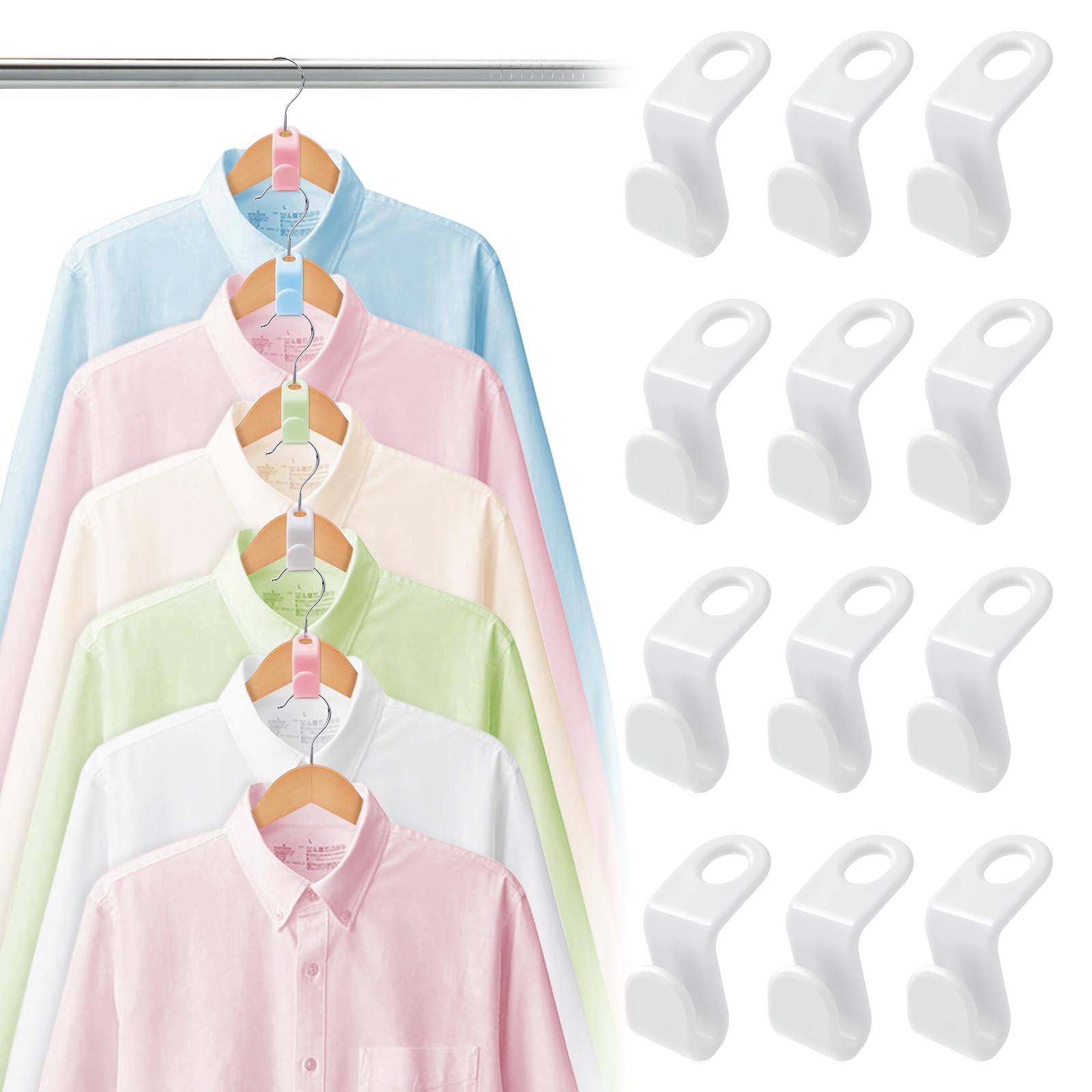 50 PCS Space Saving Hanger - Clothes Hanger Connector Hooks, Stacking Space Saver, Plastic Closet Organizers and Storage Extender for Heavy Duty Hangers Connection (50, White)