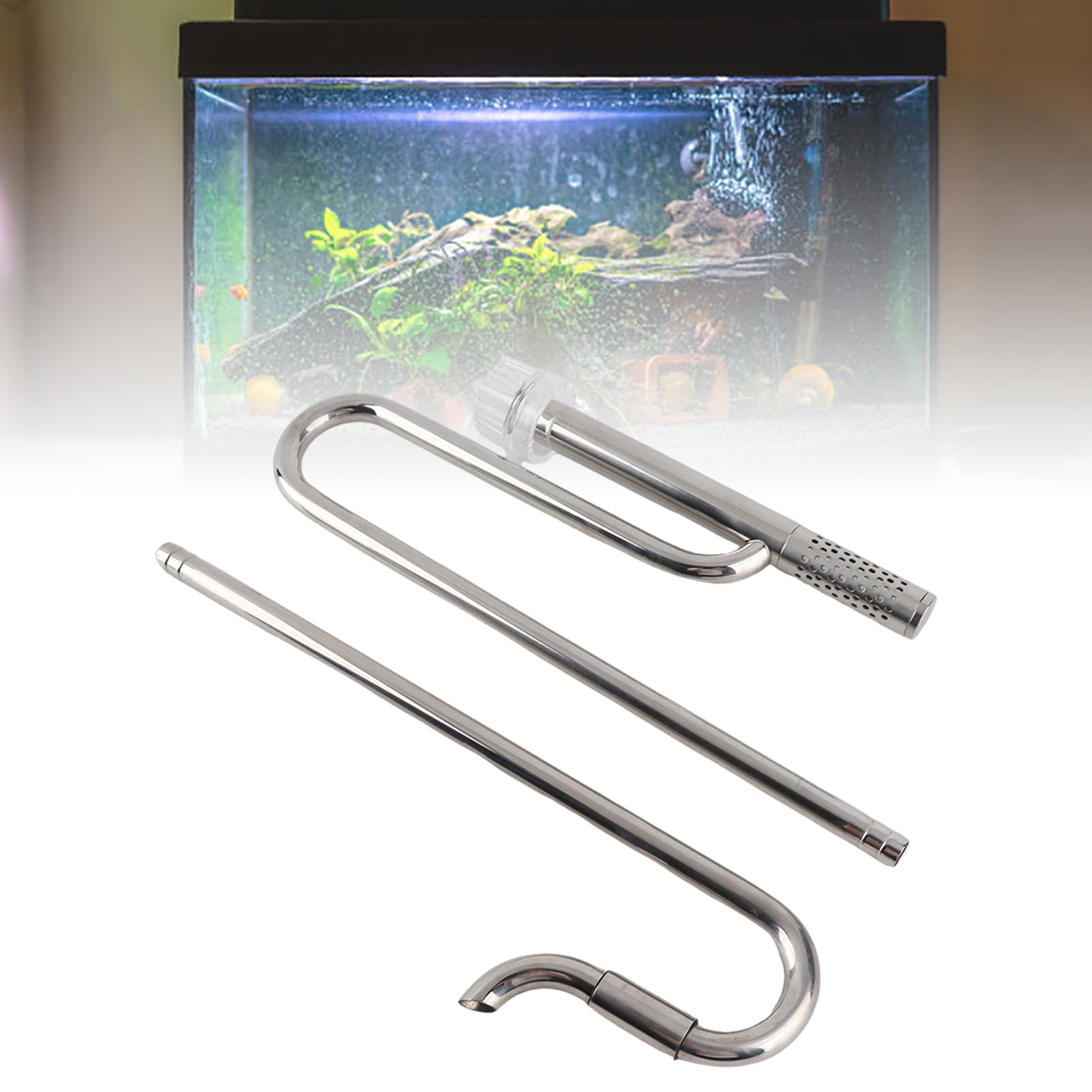 Edelstahl-Zulauf- und Ablaufrohrset, verstellbar für Aquarium Lily Pipe Oberflächenskimmer