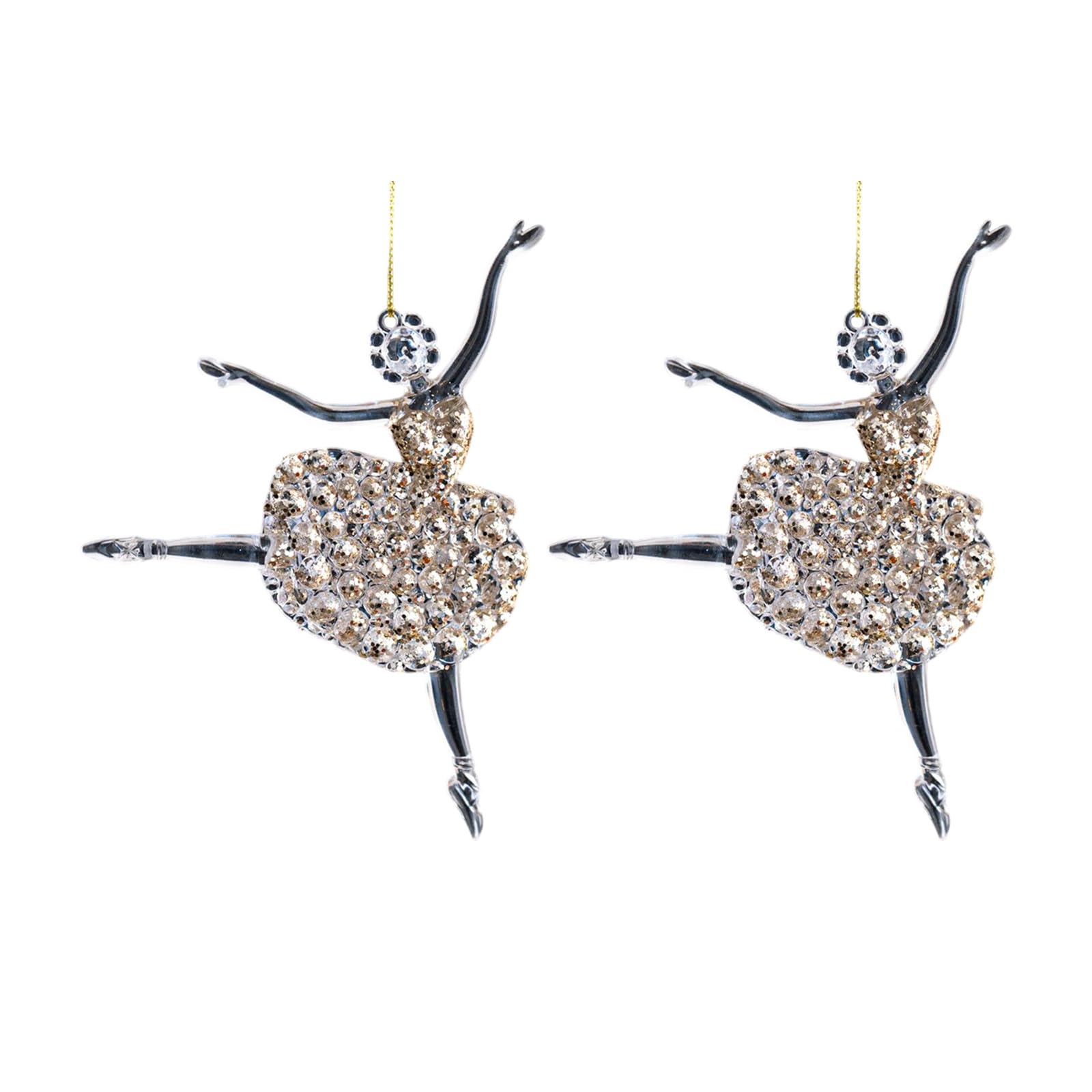 Christmas Decors Shatterproof Reindeer Butterfly Tree Ornament with Golden Glitters Effect Christmas Acrylic Ornament with Glitters