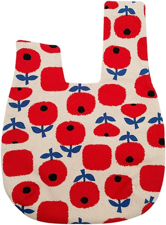 Stylish Cotton Japanese Pattern Wrist Bag Sleeve Knot Pouch Portable Canvas Tote Purse for Female, Women | Stylish, Cotton, Japanese Pattern, Sleeve, Knot Pouch, Portable