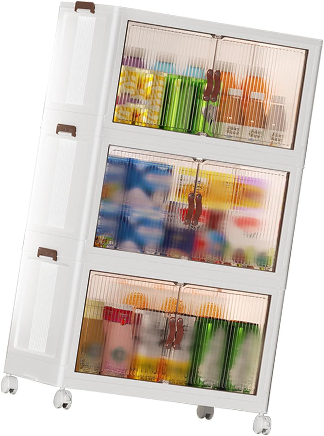 Alomejor Storage Cabinet, Plastic Space Saving Organizer Baby Wardrobe for Clothes and Toys in Nursery and Living Room (3 Layers)