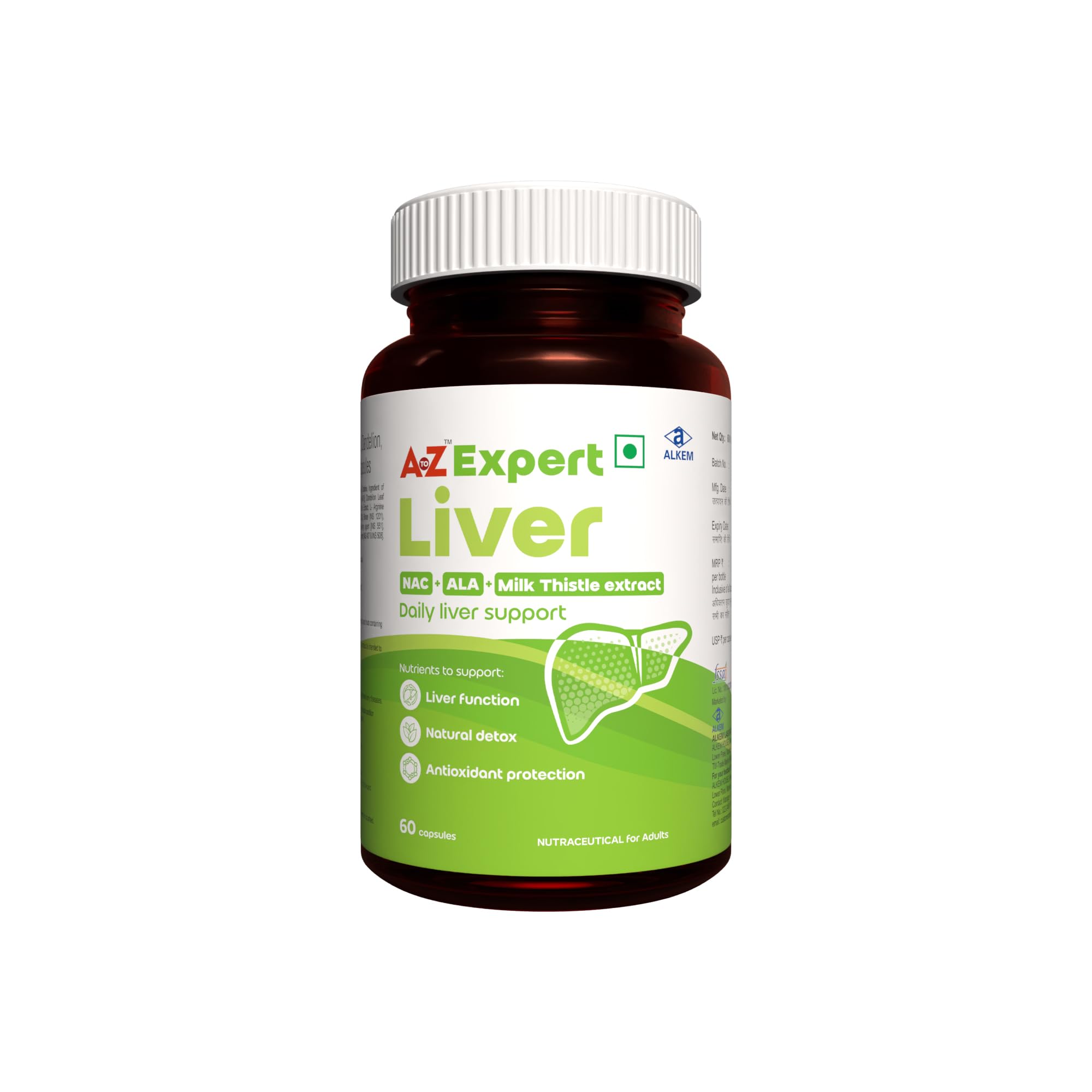 A to Z Expert Liver | Liver Health Supplement with Milk Thistle 300mg, N-Acetyl L-Cysteine (NAC) 300mg, Alpha Lipoic Acid, Choline, Vitamin E & Herbal Extracts | Liver Support Capsules | 60 Veg Capsules-picture-13