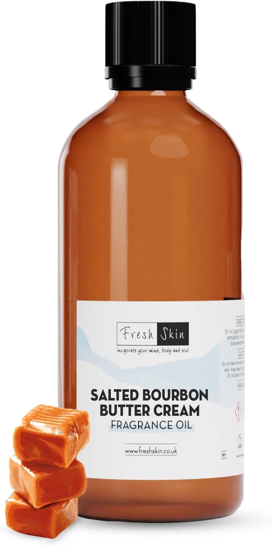 Freshskin Beauty LTD | Salted Bourbon Butter Cream Fragrance Oil 100ml - Candles, Bath Bombs, Soap Making, Reed Diffusers & Wax Melts - Cosmetic Grade - Vegan Friendly