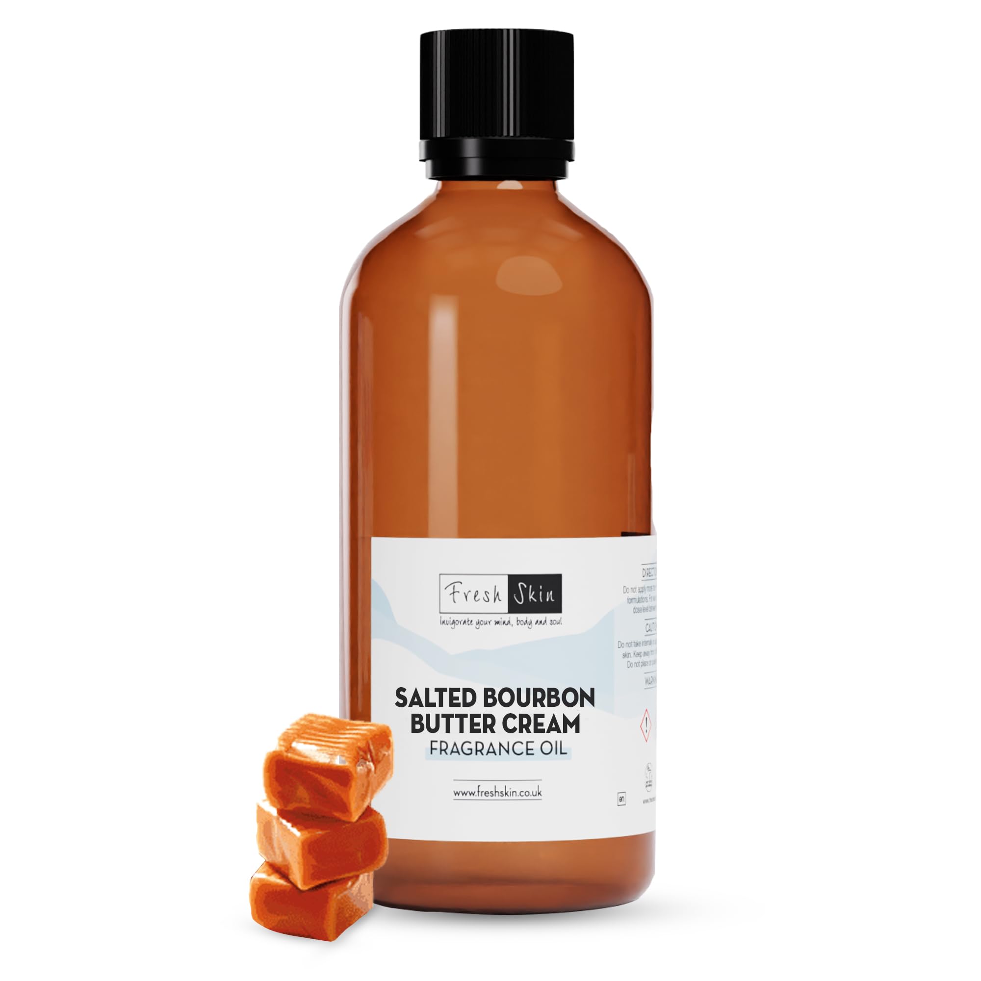 Freshskin Beauty LTD | Salted Bourbon Butter Cream Fragrance Oil 100ml - Candles, Bath Bombs, Soap Making, Reed Diffusers & Wax Melts - Cosmetic Grade - Vegan Friendly