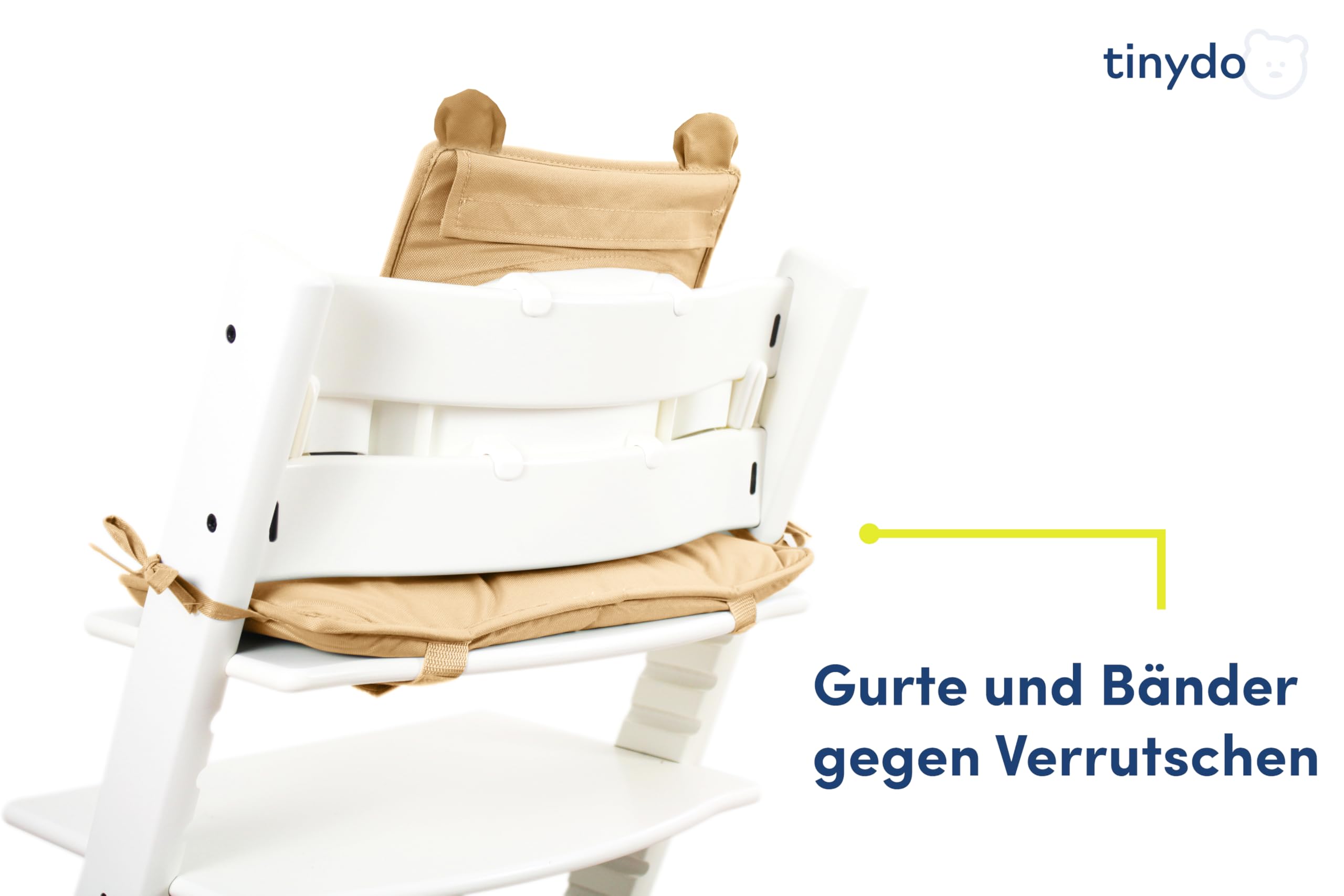 Hochstuhl Sitzkissen für Stokke Tripp Trapp - ergonomisches Memory-Schaum Kissen zur Rückenentlastung, Sitzpolster extra dick - Sitzverkleinerer Auflage ohne Verrutschen (Bär/Beige)