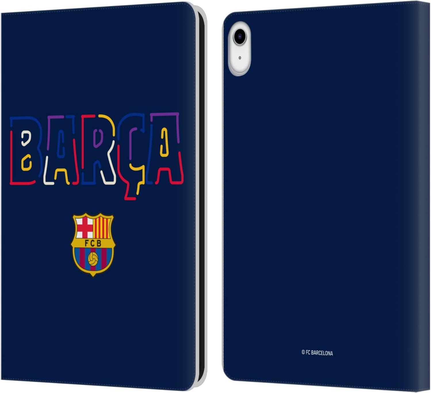 Head Case Designs Officially Licensed FC Barcelona Neon Barca Graphics Leather Wallet Case Compatible with Apple iPad 10.9 2022/2025