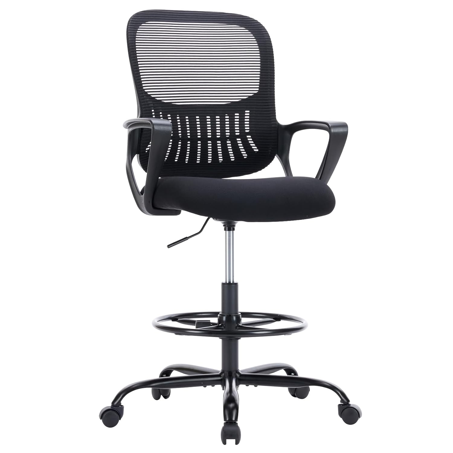 NEWBULIG Drafting Chair - Counter Height Adjustable Tall Office Desk Chair with Fixed Armrests and Comfortable Lumbar Support