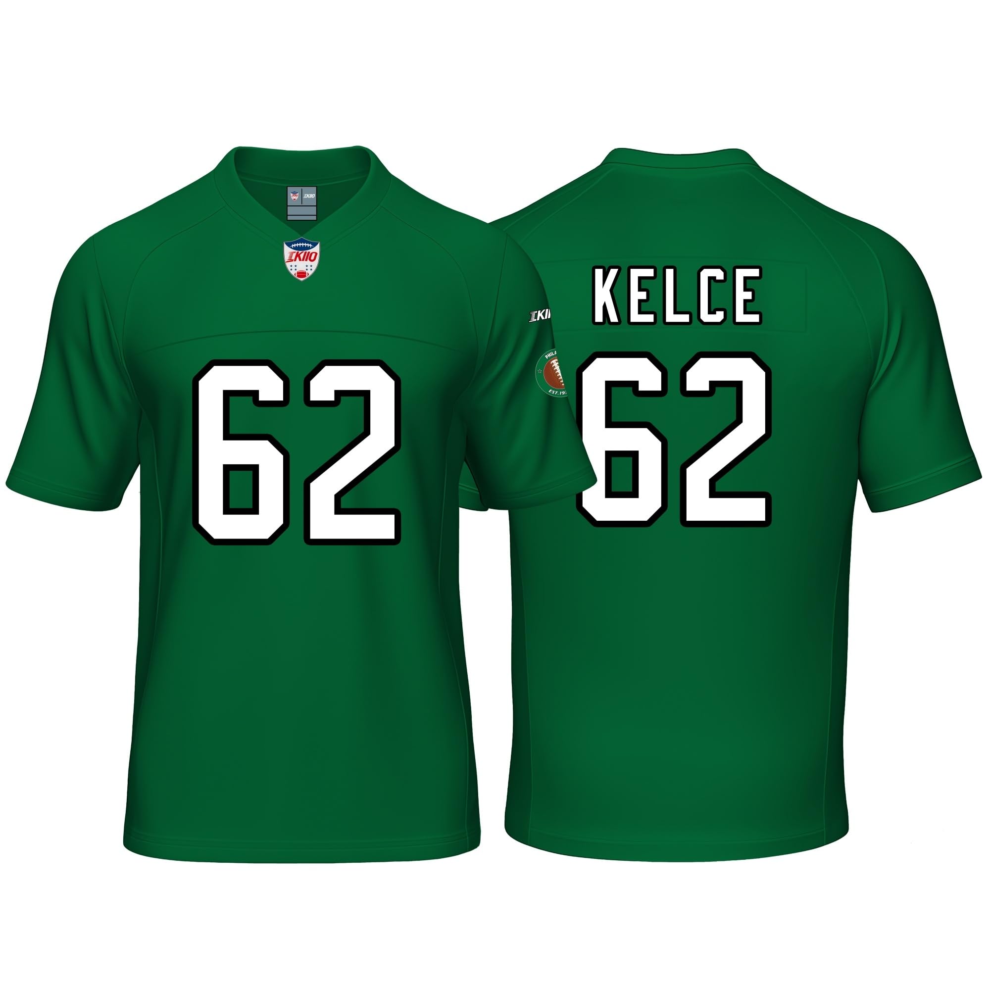 Custom Mens/Youth Football Stitched T-Shirt for Sports Fan Green No Brand/Logos