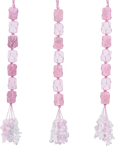 Miniatura 4 de rockcloud Adorno colgante de selenita de cristal hecho a mano con borlas de piedras de chip, decoración de Fengshui para reiki, curación, yoga