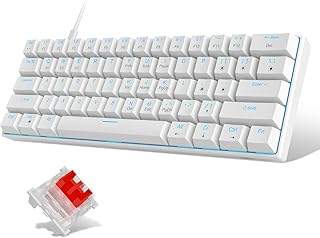MageGee 60% Mechanical Keyboard, Gaming Keyboard with Red Switches and Sea Blue Backlit Small Compact 60 Percent Keyboard Mechanical, Portable 60 Percent Gaming Keyboard Gamer(White)