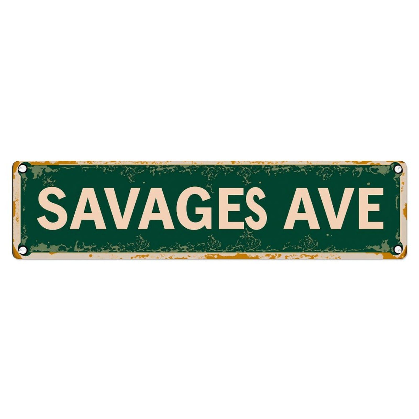 Jdyaojiesheng Vintage Savages Avenue Sign Pattern Print Tin Sign Retro Metal Wall Decor Metal Poster, Home Bar Garage Farmhouse Cafe Wall Art Decoration 4X16inch