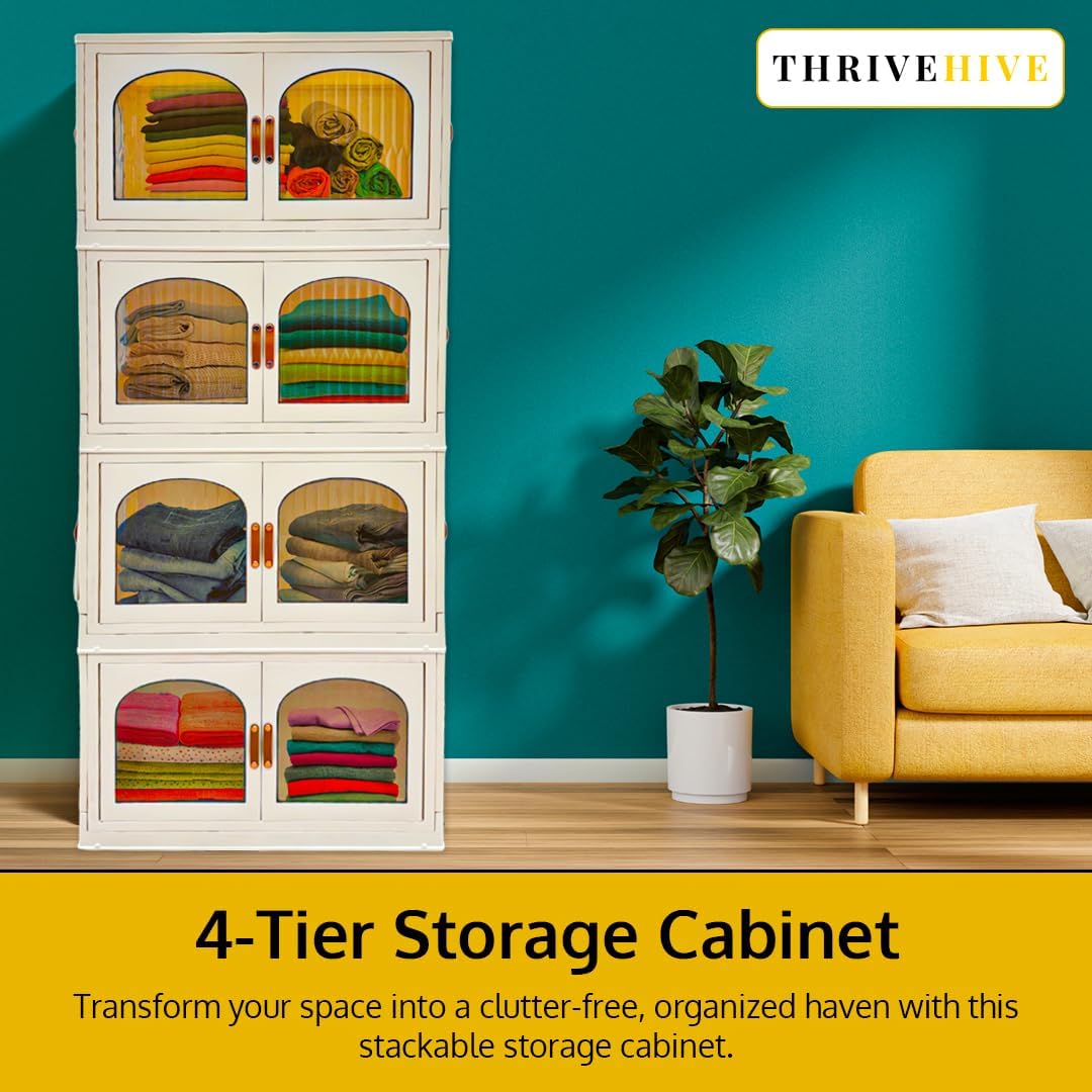 120QT - Stackable Storage Bins with Lids and Wheels - Collapsible Folding Organizer, 4 Pack