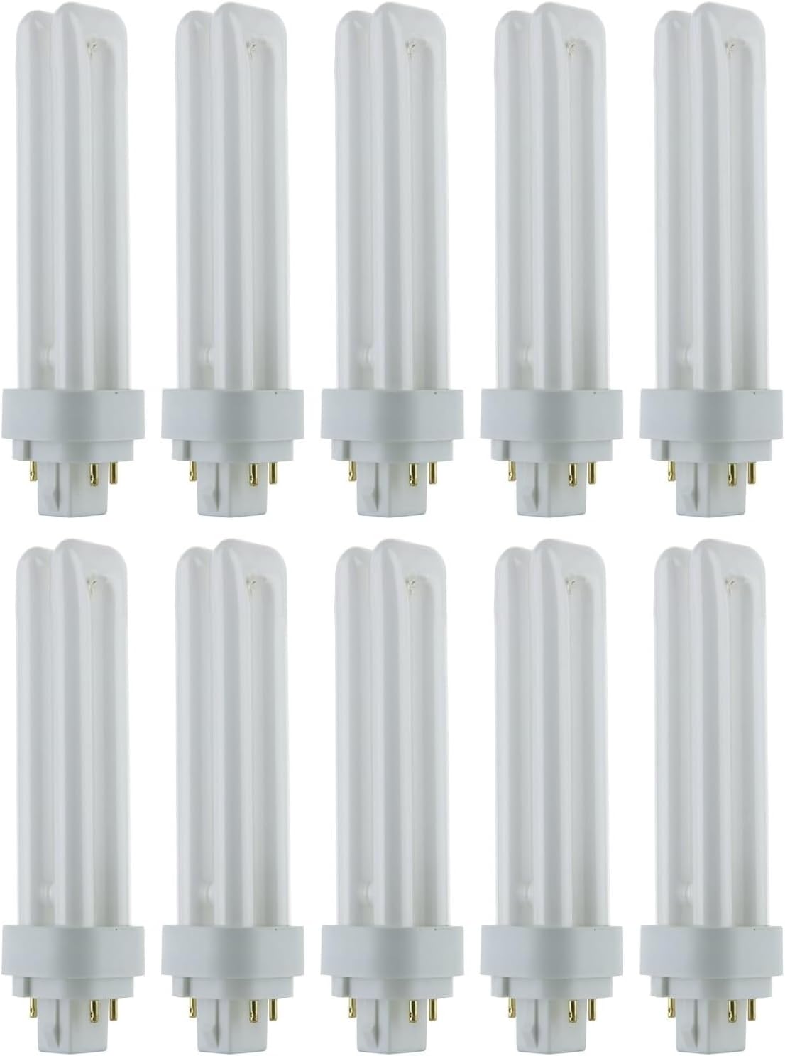 Diodesy- PLD18/E/SP35K Double Tube Compact Fluorescent Lamp 4-Pin G24Q-2 Base 18W 3500K Neutral White 1080 Lumens Plug-in U-Shaped Twin Tube CFL Light Bulb Pack of 10