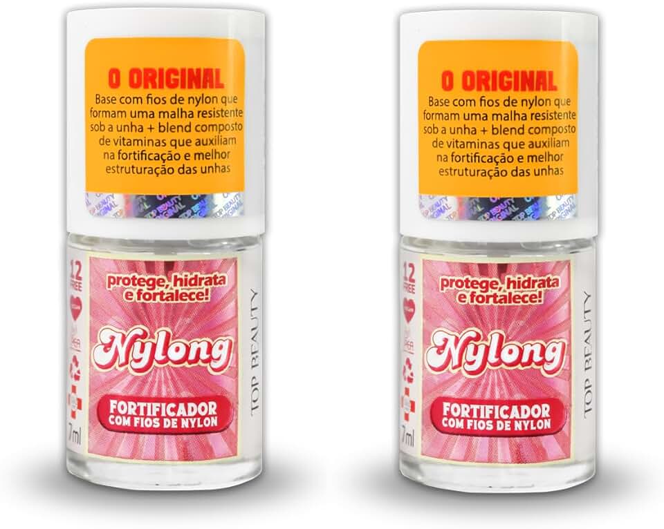 Base para Unhas - Kit 2 Unidades - Fortalecedor com Fios de Nylon - 12 Free - SOS Unhas - 7ml, Top Beauty