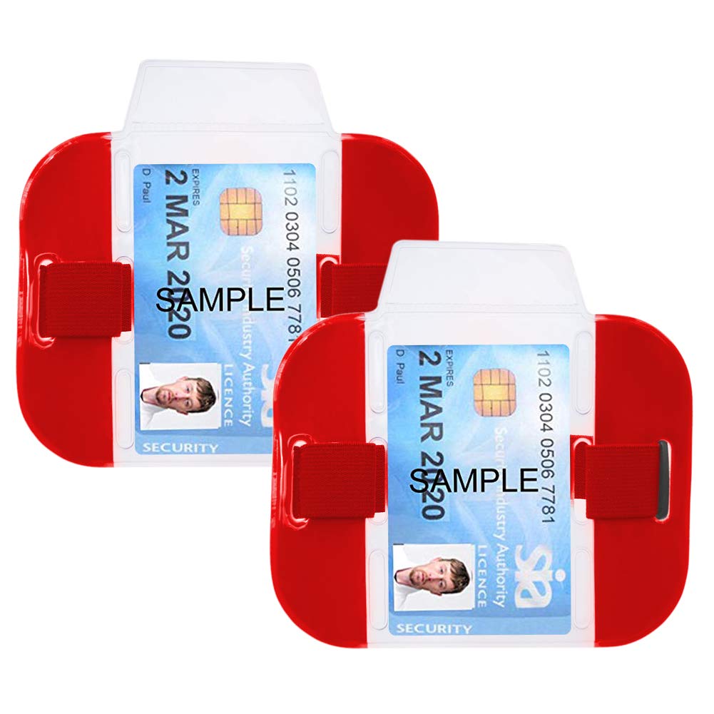 GOGO 2 Pack SIA Security ID Badge Holders High-Visibility Bright Armbands-Red