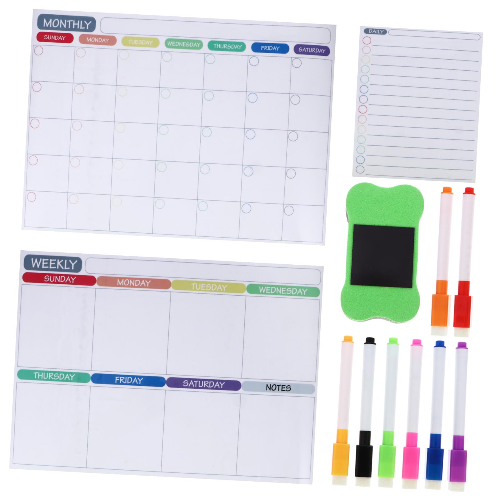 SOLUSTRE 12stücke Teiliges Magnetisches Kühlschrankkalender Abwischbarer Planer Für Wochen Und Monatsübersicht Magnettafel Für Notizen Einkaufslisten Für Fitness Gesundheit