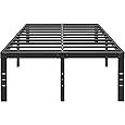 18 Inch Queen Bed Frame No Box Spring Needed High Platform Bedframes with Storage Size Black Metal