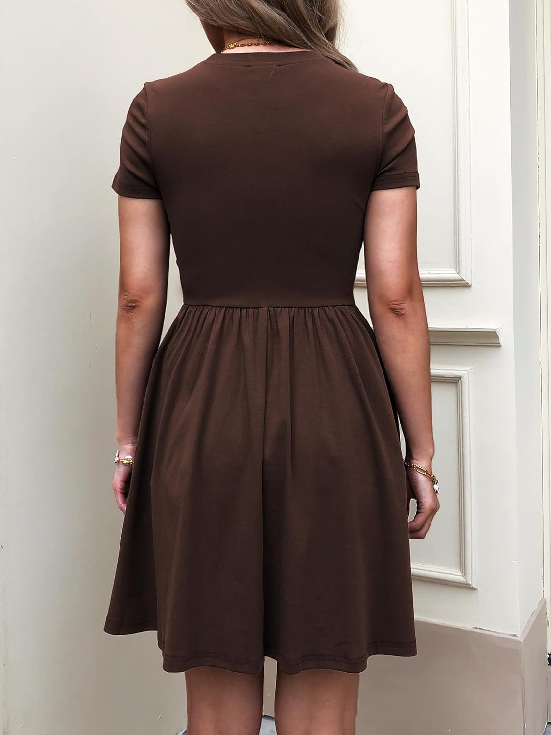 Womens Summer T Shirt Dress Short Sleeve Casual Mini Dresses Drop Waist Swing A Line Dress with Pockets - Image 5