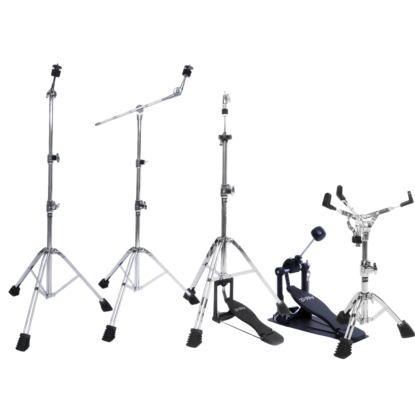 5-teiliges Trommel-Hardware-Pack, Snare-Ständer, Hi-Hat-Ständer, gerade & Galgen-Beckenständer, Einzel-Bassdrum-Pedal, komplettes Drum-Unterstützungs-Hardware-Kit mit kostenlosem Schlagzeugschlüssel