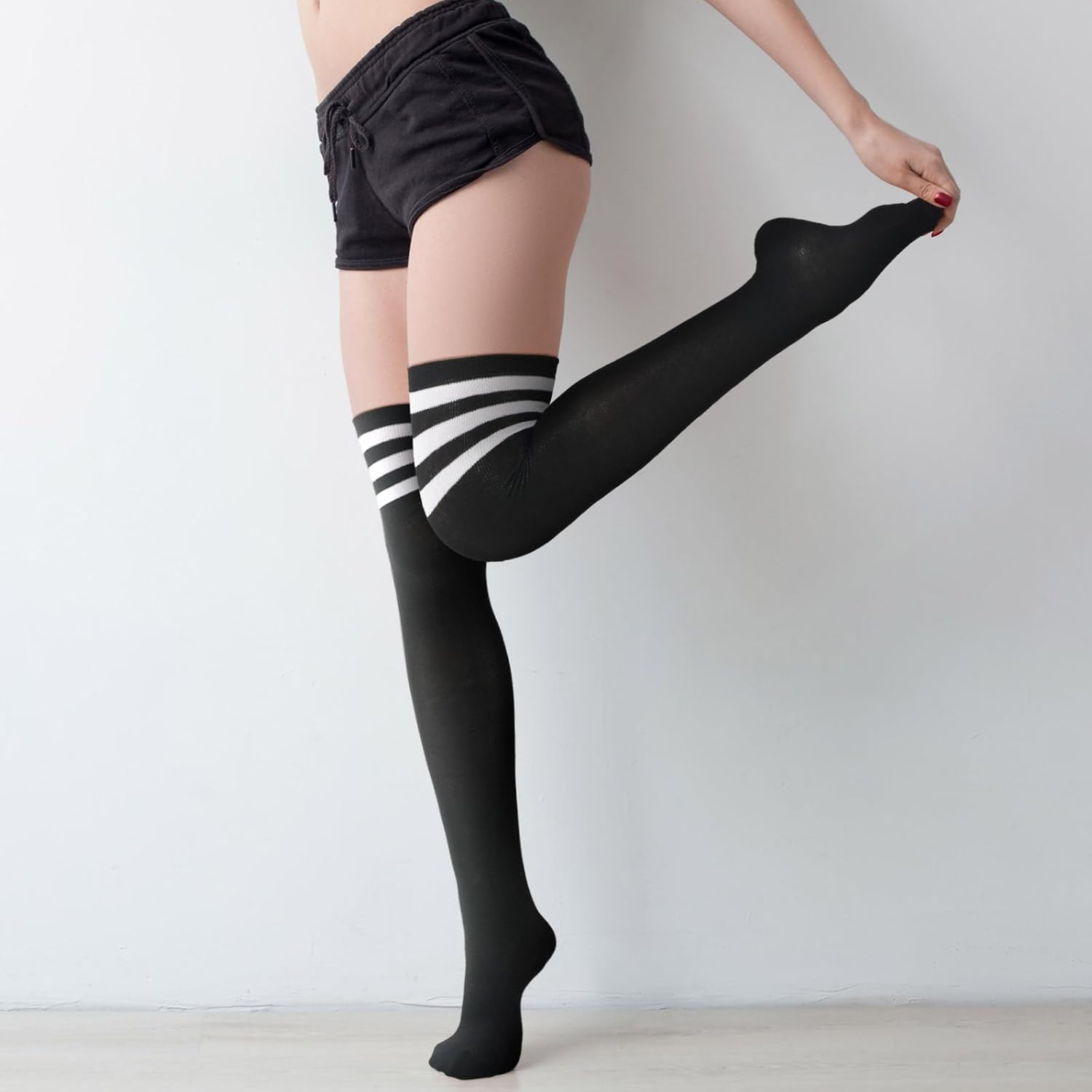Panitay 10 Pairs over Knee Thigh High Socks Warm Knee-high Stocking Women Boot Sock Leg Warmer Stripe Stocking for Daily Wear - Image 4