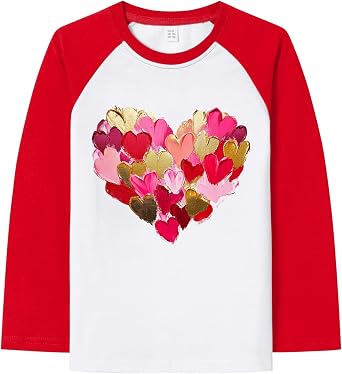 Toddler Valentines Day T-Shirt Boys Kids Construction Raglan Long Sleeve Tees Love Heart Kids Tops Outfit 2-7 Years