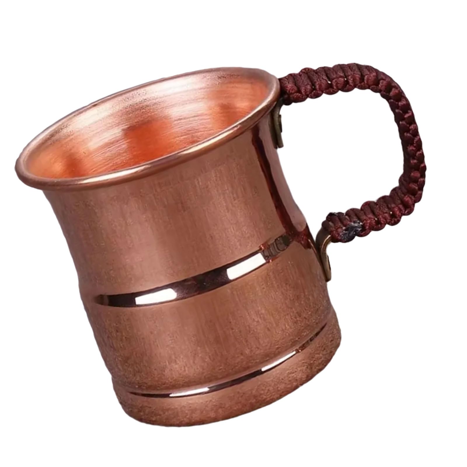Tsophreniq Purer Copper Mug Braided Handle Resistant for Milk Juices Multipurpose Beverages Drinking Solution Woven Handle Cup