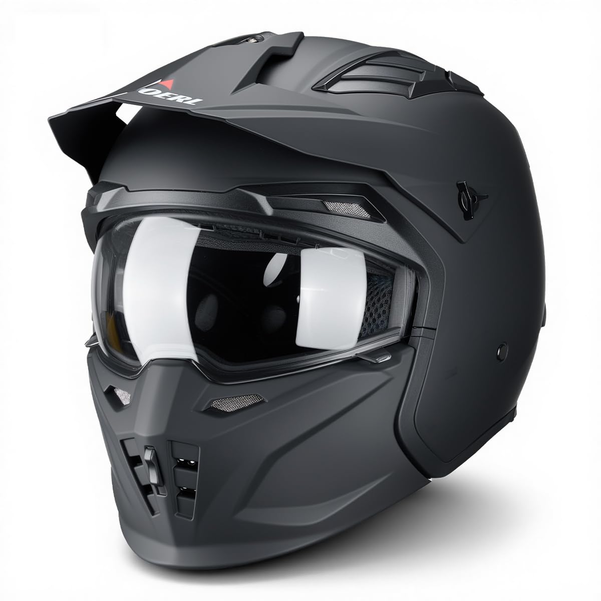 Motorradhelm Klapphelm Integralhelm | Modular Helm | Herren Damen | Mit verstärktem Kinnschutz Doppelvisier | ECE 22.06 Zertifizierung | Mattschwarz (M)