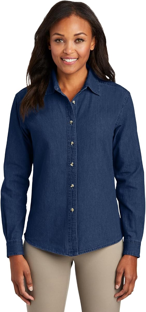 Port & Company Women's Long Sleeve Value Denim Shirt