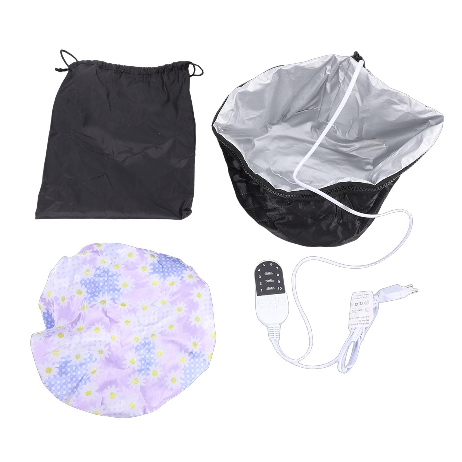 Jiawu Gorro Térmico de Acondicionamiento Profundo Gorro Térmico de 10 Niveles para Reparación e Hidratación de Calidad de Salón para Cabello Dañado, Bolsa de Almacenamiento Portátil Incluida para