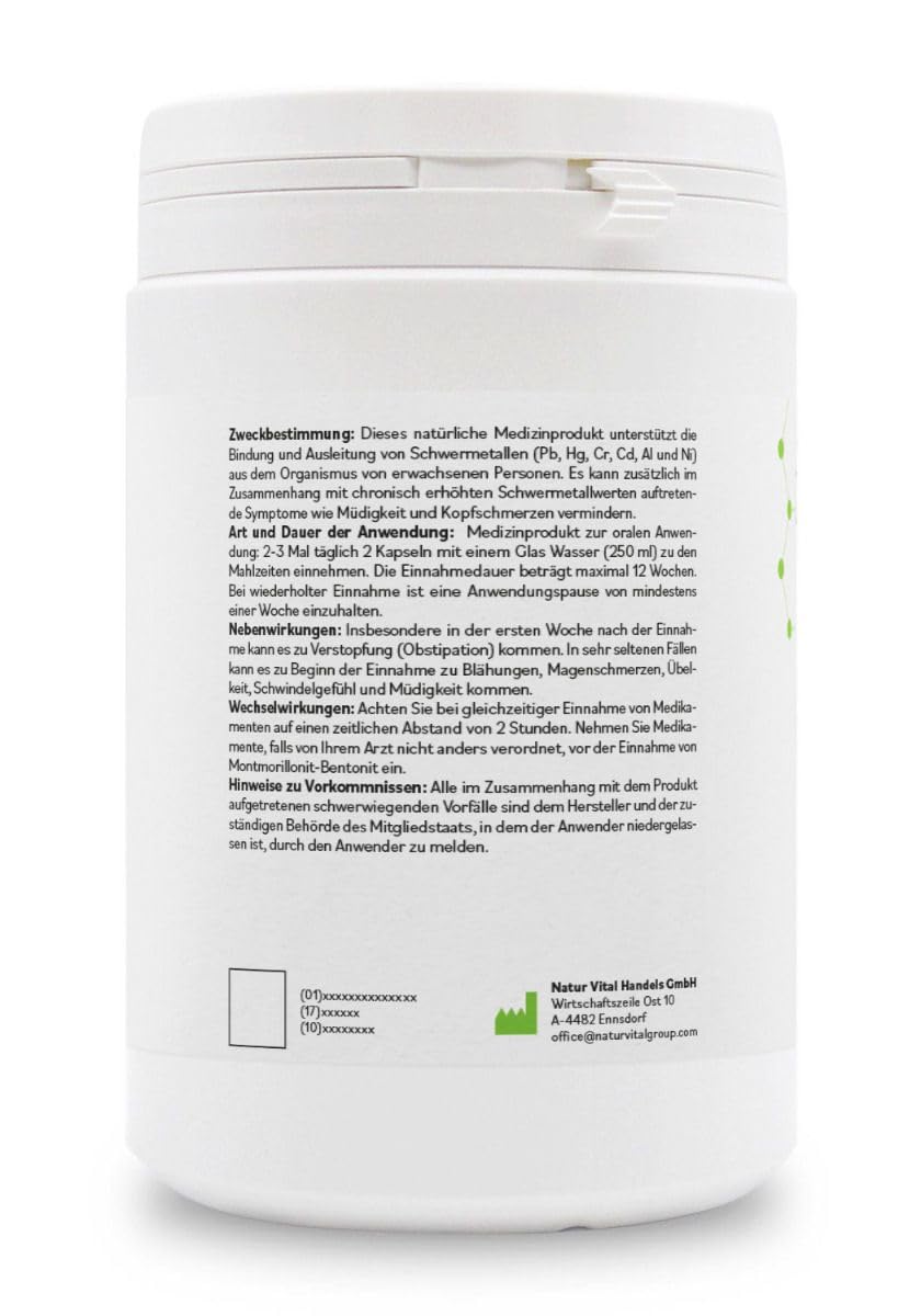Bentonit MED 600 Detox-Kapseln, von Ärzten empfohlen