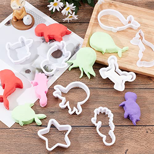 Superfindings 8 Styles Plastic Cookie Cutters Ocean Cookie Cutters Polymer Clay Cutters Marine Animal Clay Cutter White Marine Life Cookies Fondant Moulds For Diy Biscuit Baking Tool #TOP2
