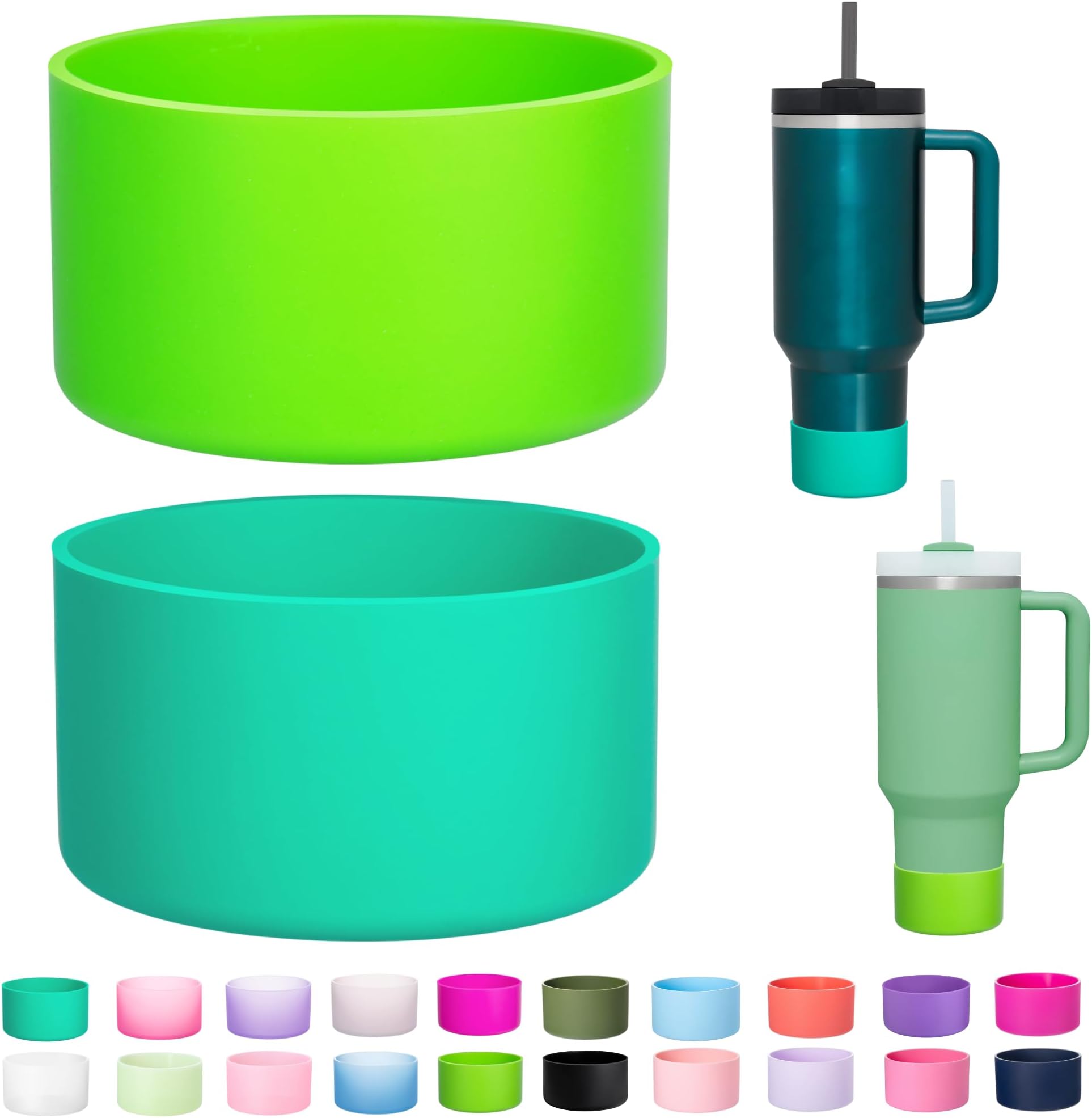 2-Pack Silicone Boot for Stanley Cup 30oz & 40oz, Anti-Slip & Noise Reducing Bottom Protector, BPA-Free Tumbler Base Cover for Quencher H2.0 30/40oz & IceFlow 20/30oz, Accessories for Car & Travel