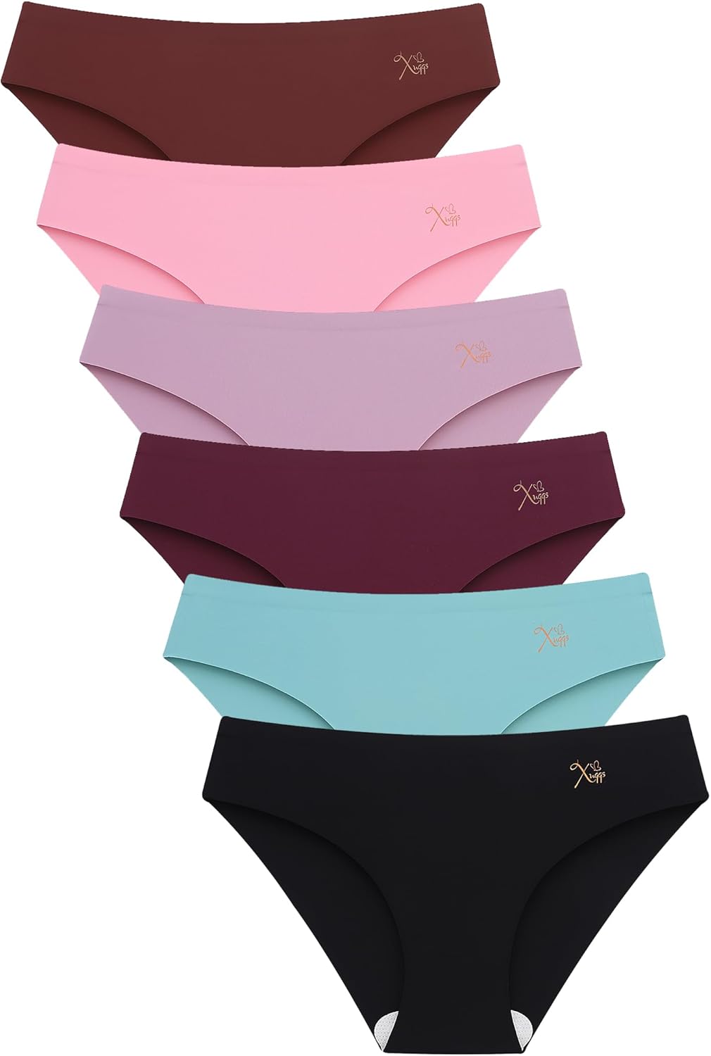 Xuqqs Women's Seamless Underwear Bikini, Ladies Panties, Size XS-XL, Multicolor, 6-Pack
