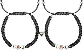 Heart Couples Bracelets Personalized Handmade Braided Bracelets Matching Bracelets for Couples Relationship Bracelets Adjustable Promise Bracelets Valentine Day Jewelry Gifts