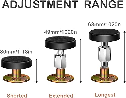 Miniatura 2 de Topes de cabecera para pared, marco de cama de hierro ajustable, herramienta antivibración, fácil instalación, protección de pared, 1.181-2.520 in