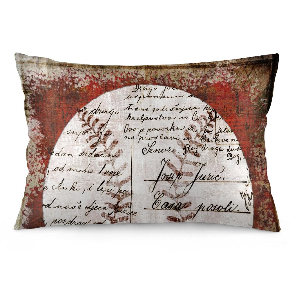 Easternproject Vintage Sports Standard Pillowcases 20x26 Inch White Red Baseball Balls Printed Pillow Case Soft Lumbar Throw Pillow Covers for Bed