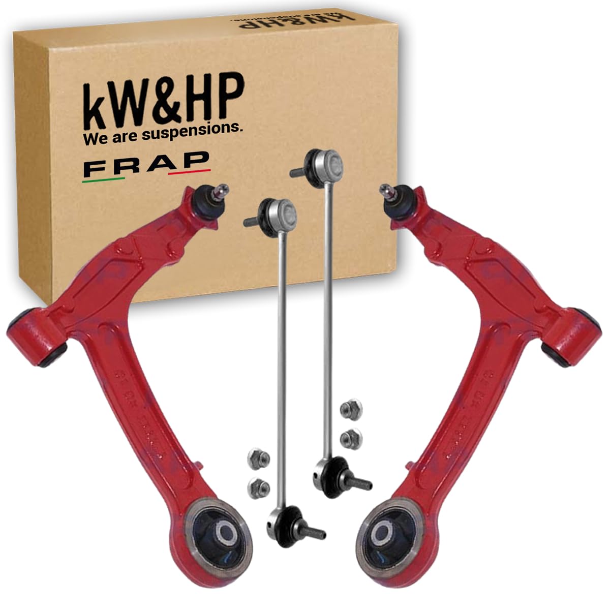 KIT 4 PEZZI BRACCI BRACCETTI OSCILLANTI RINFORZATI E BIELLETTE BARRA STABALIZZATRICE COMPATIBILE CON FIAT PANDA (169) DAL 2003 AL 2012