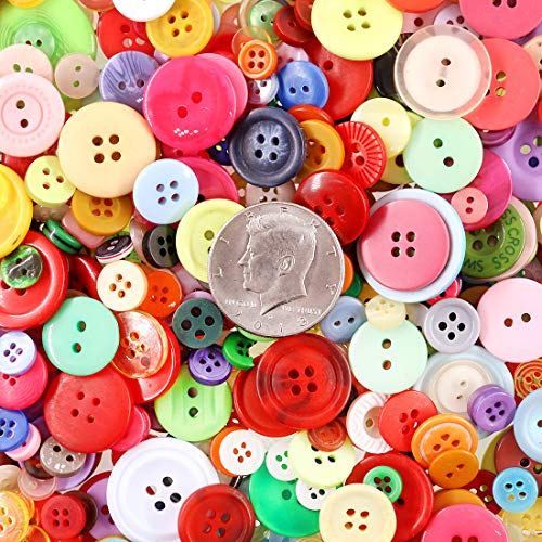 Swpeet 1000Pcs Christmas Assorted Craft Buttons, 2 and 4 Holes Red Round Craft Resin Sewing Buttons Suitable for Christmas Sewing Decorations, Art & Crafts Projects DIY Decoration - Mixed Color by Swpeet - Image 2
