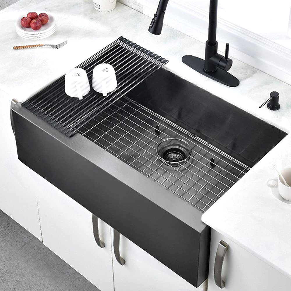 Buy 33 inch Black Farmhouse SinkHovheir Stainless Steel Kitchen Sink